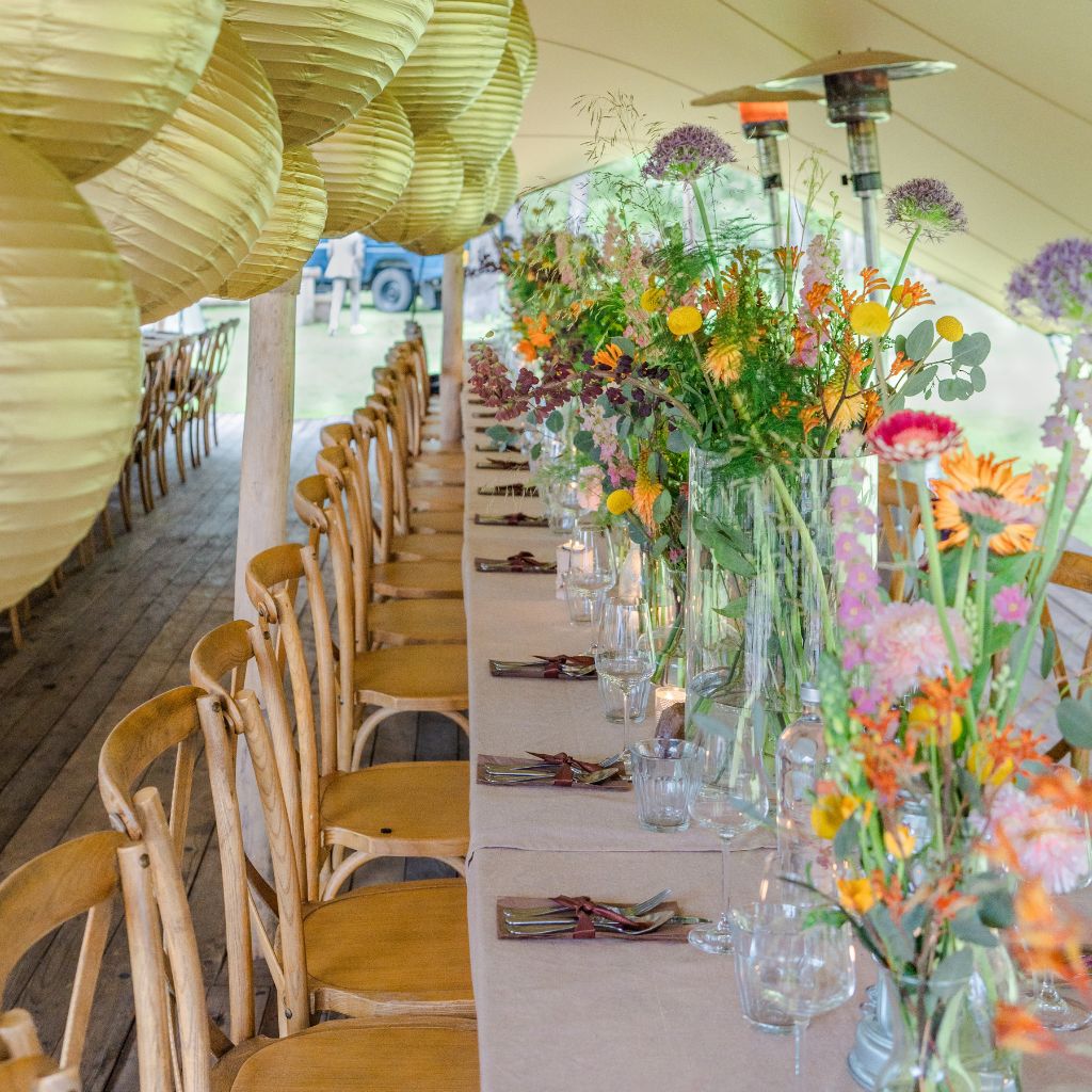 Tafel aankleding in safari tent voor een incentive in Nederland